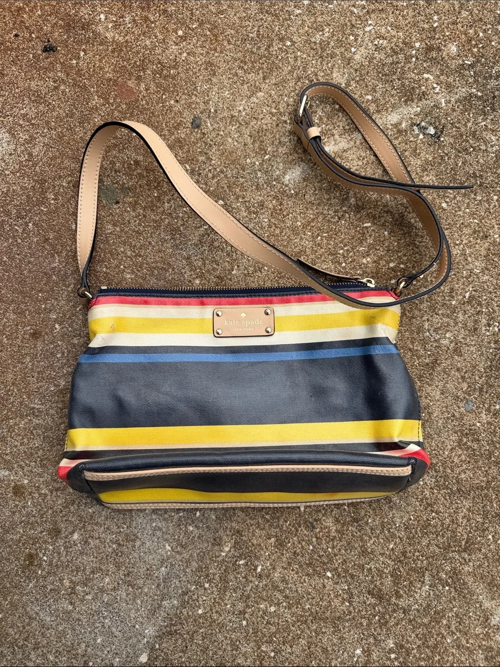 Kate Spade Striped Crossbody Bag in Navy, Yellow & Red. Read Description